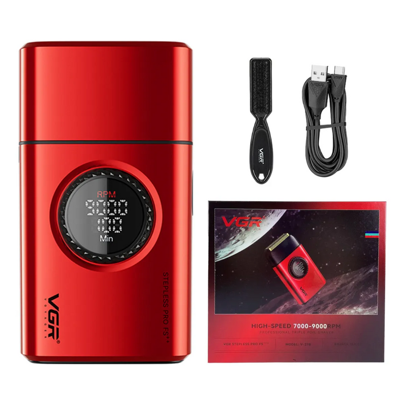 Shaver Afeitadora Profesional VGR 377 9000RPM Regulable Rojo