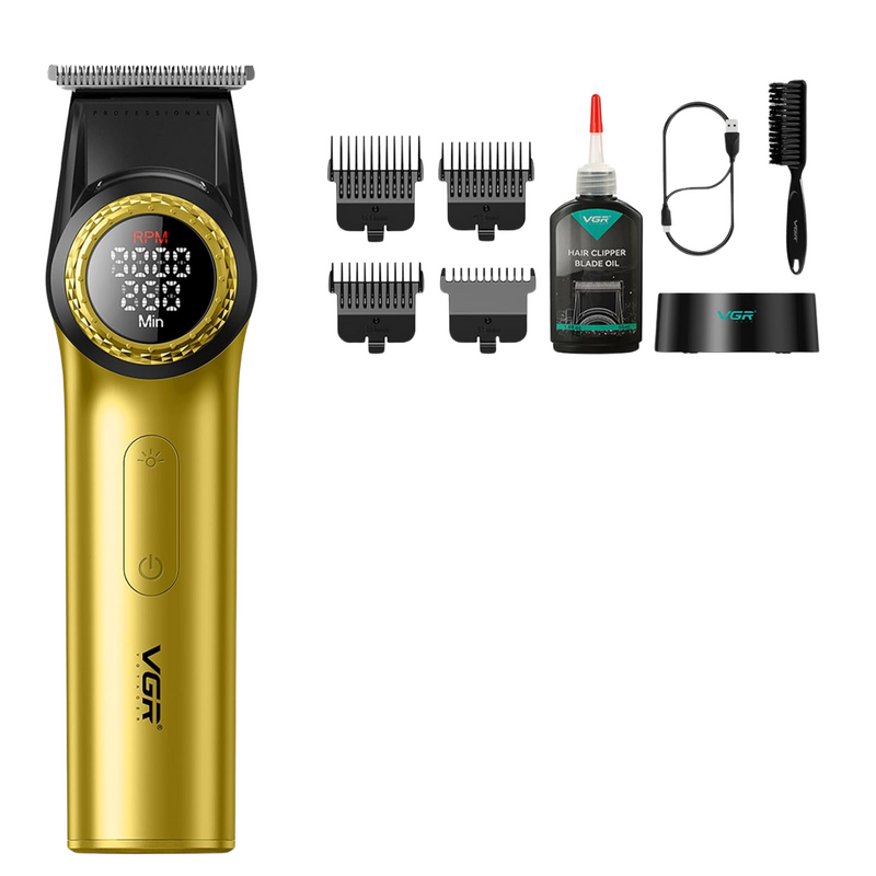 Barber Combo Dorado VGR Pro. Cortapelo V-001 + Patillera V-977