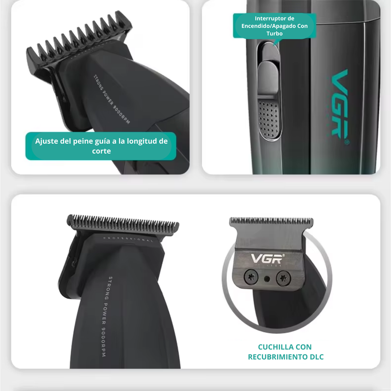 Máquina Patillera Profesional Vgr V-906 Verde 9000 Rpm