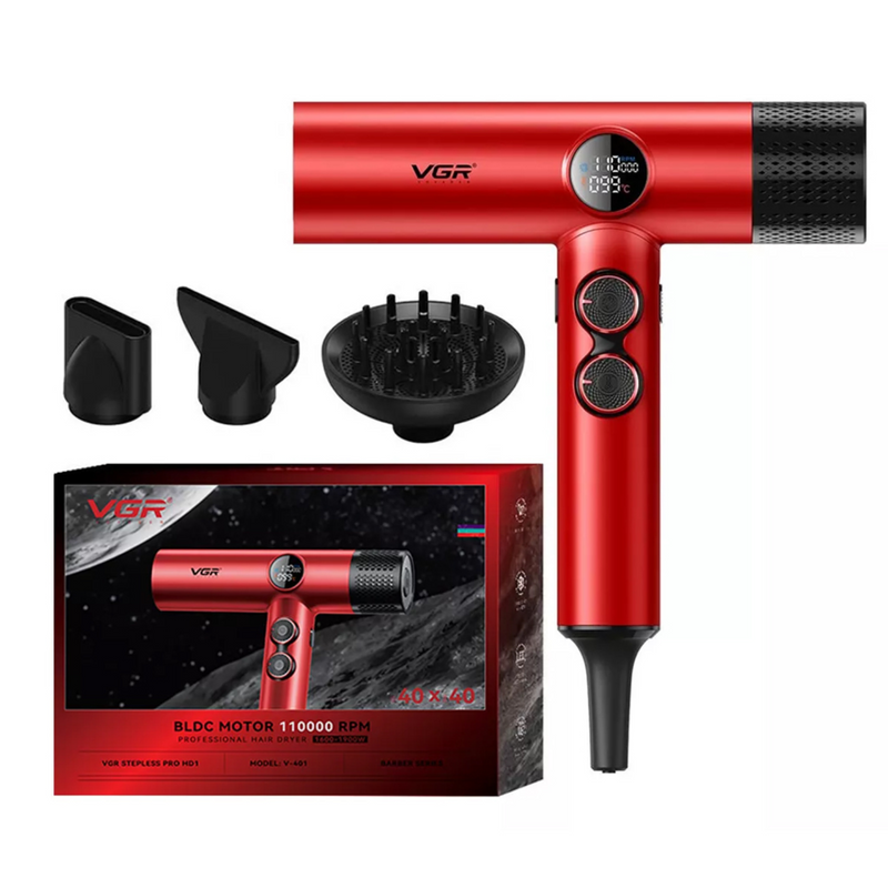Secador De Pelo Profesional VGR V-401 110000 RPM Rojo