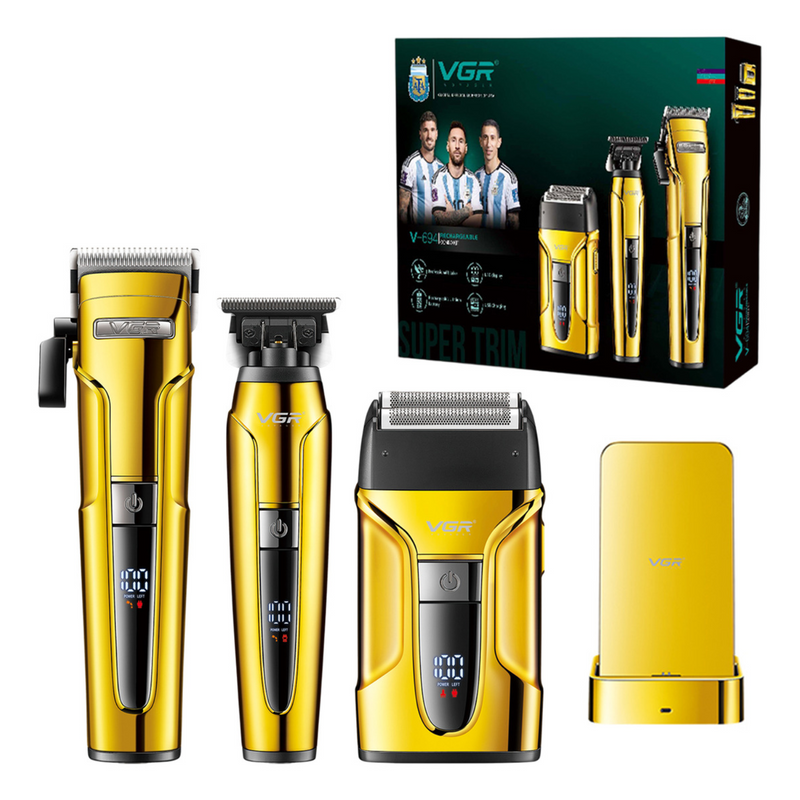 Kit CortadoraPelo Patillera Afeitadora VGR Prof V-694 Dorado
