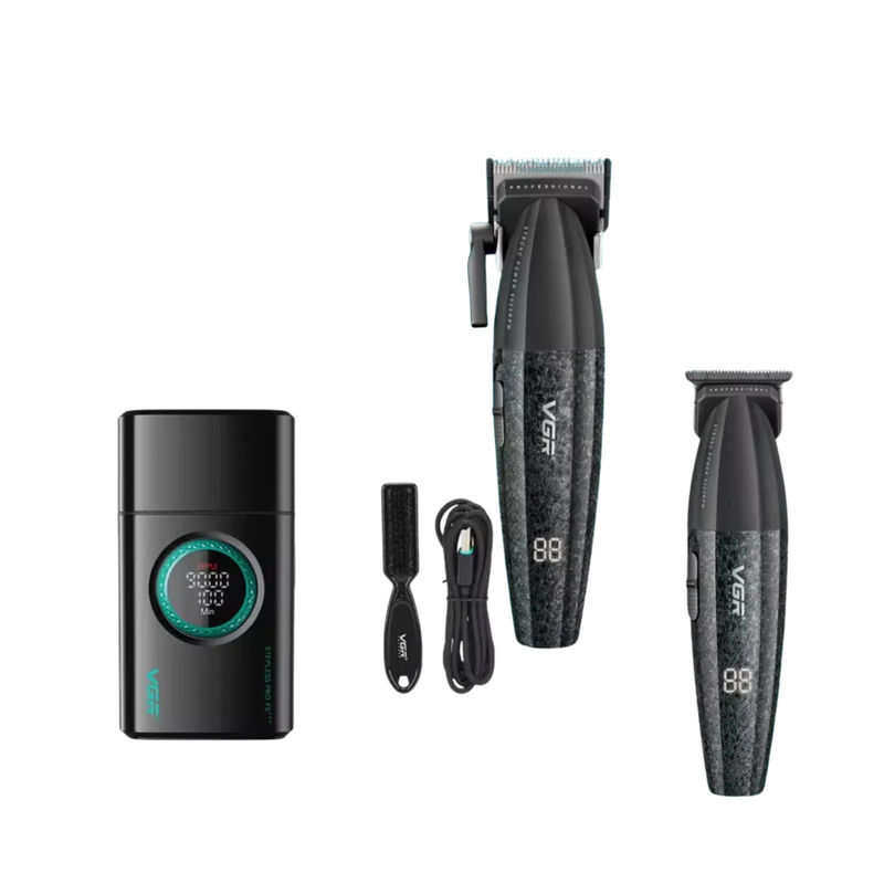 Barber Combo VGR V640 Cortapelo,Patillera y Afeitadora Negro