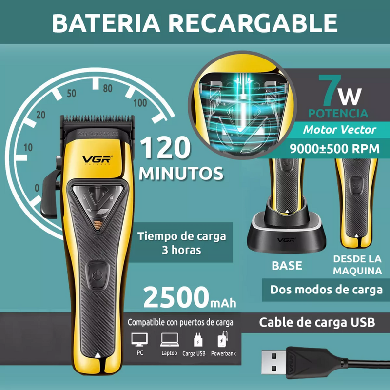 Máquina Cortar Pelo Prof. VGR V 015 Motor Vector 9000 Rpm