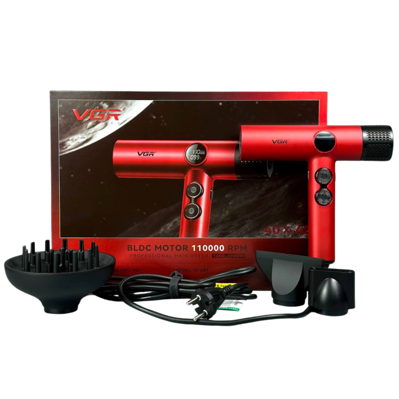 Secador De Pelo Profesional VGR V-401 110000 RPM Rojo