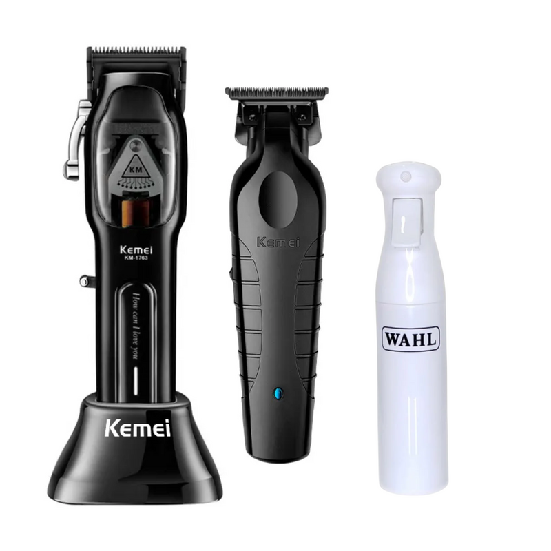 Kemei Barber Combo Clipper KM-1763 Black + Trimmer KM-2299