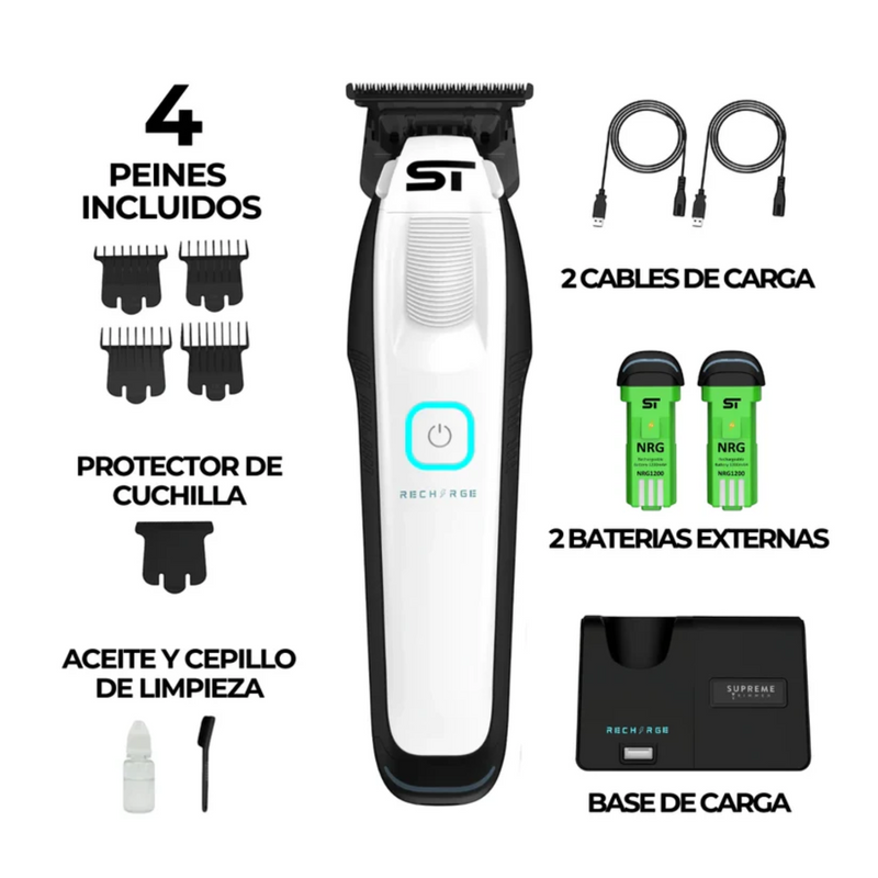 Maquina Patillera Supreme Trimmer Recharge Blanco