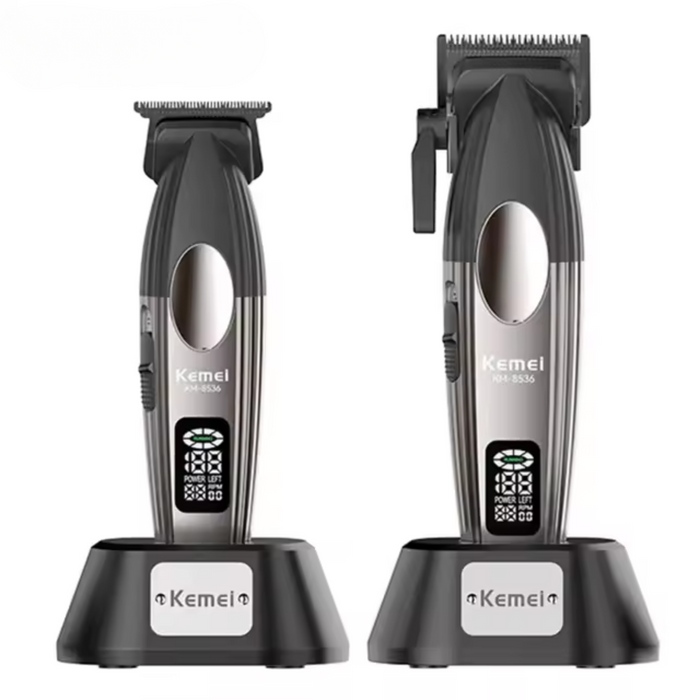 Barber Combo Kemei Cortadora y Patillera con Base 9000 RPM