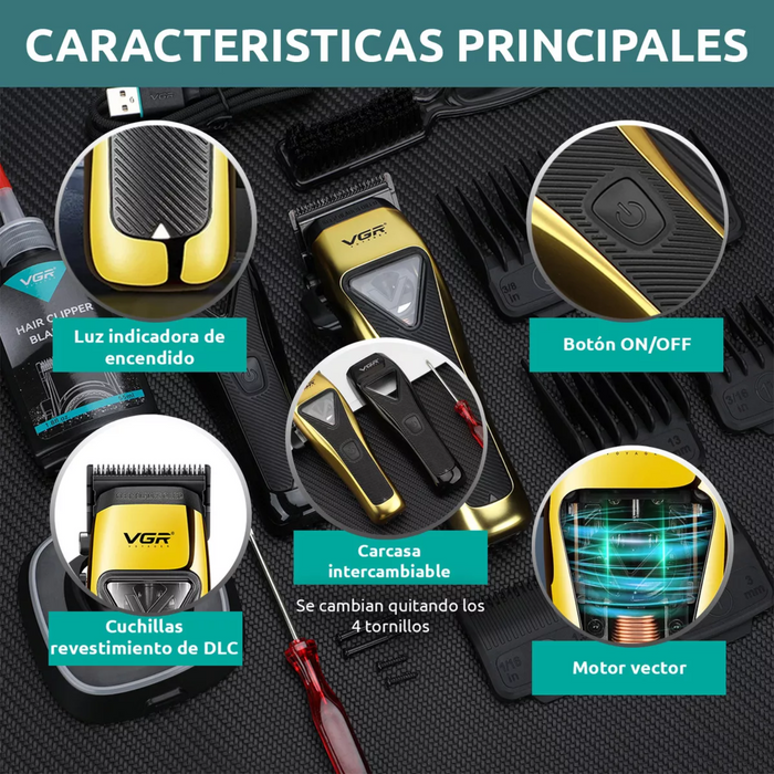 Máquina Cortar Pelo Prof. VGR V 015 Motor Vector 9000 Rpm