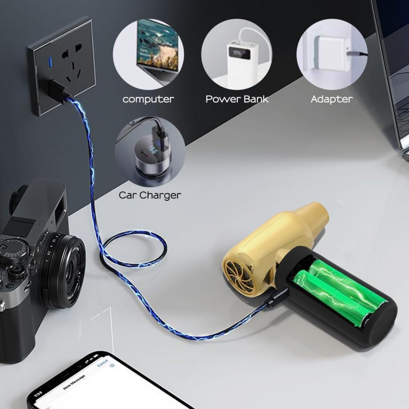 Soplador Eléctrico Inalámbrico 120000RPM con Boquillas Dorado