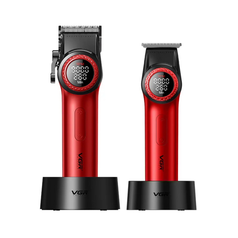 Barber Combo Rojo VGR Pro. Cortapelo V-001 + Patillera V-977