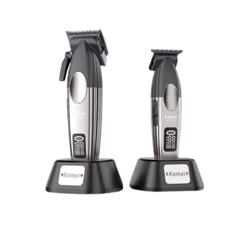 Barber Combo Kemei Cortadora y Patillera con Base 9000 RPM