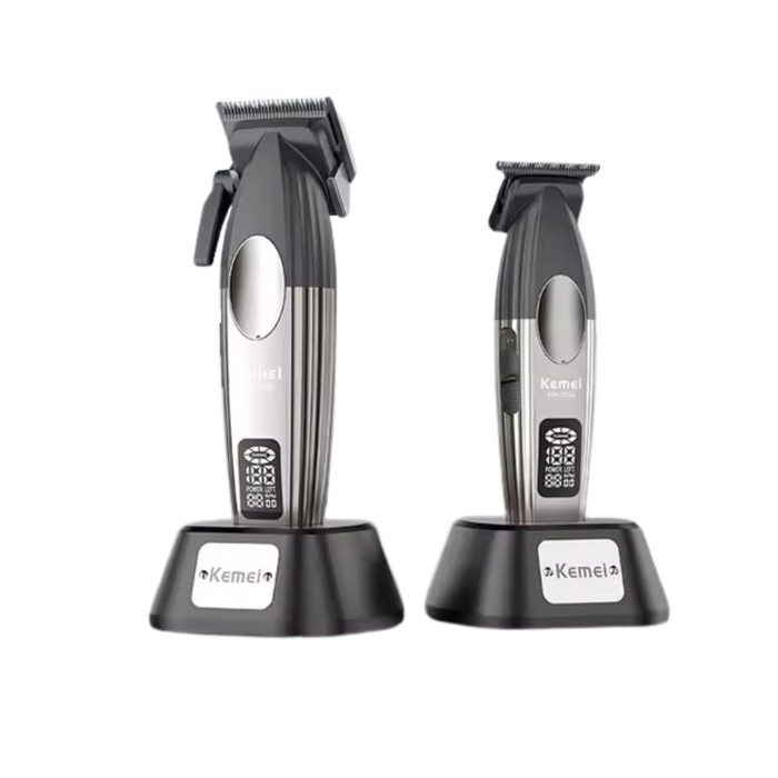 Barber Combo Kemei Cortadora y Patillera con Base 9000 RPM
