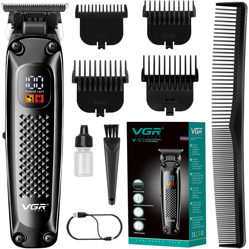 Máquina Patillera Profesional Recargable VGR V-972 Led Usb