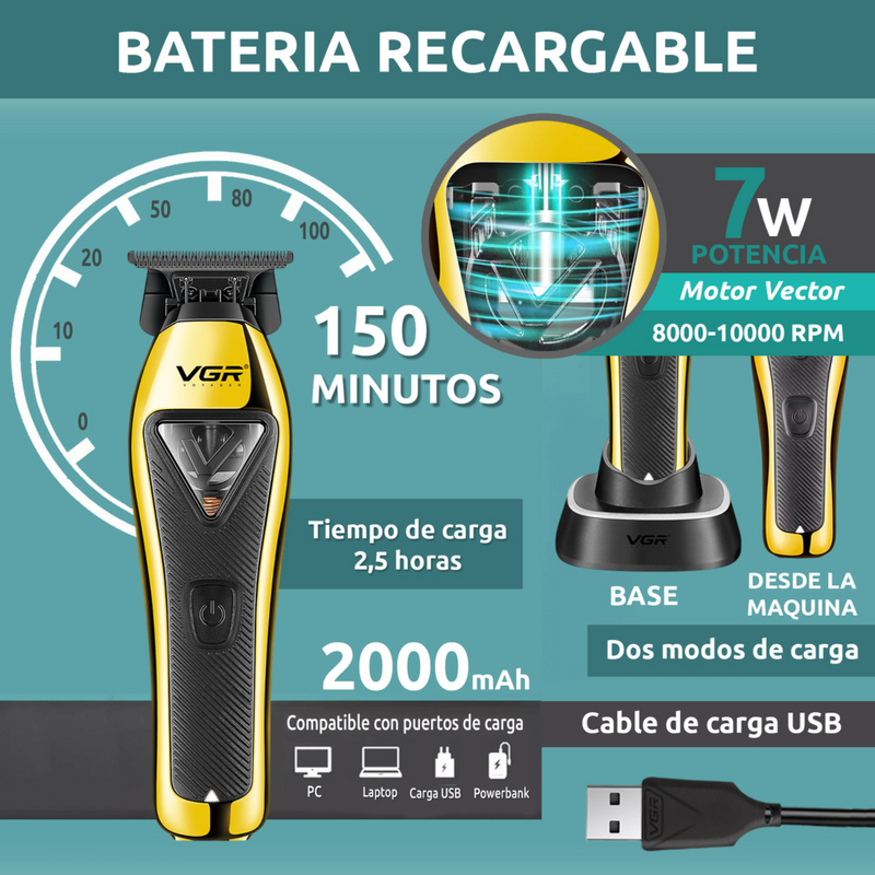 Patillera Profesional VGR 994 Metal Motor Vector 10000 RPM