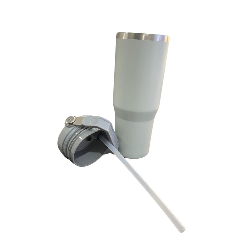 Botella Termica Flip Straw Tumbler 900 Ml Gris Claro