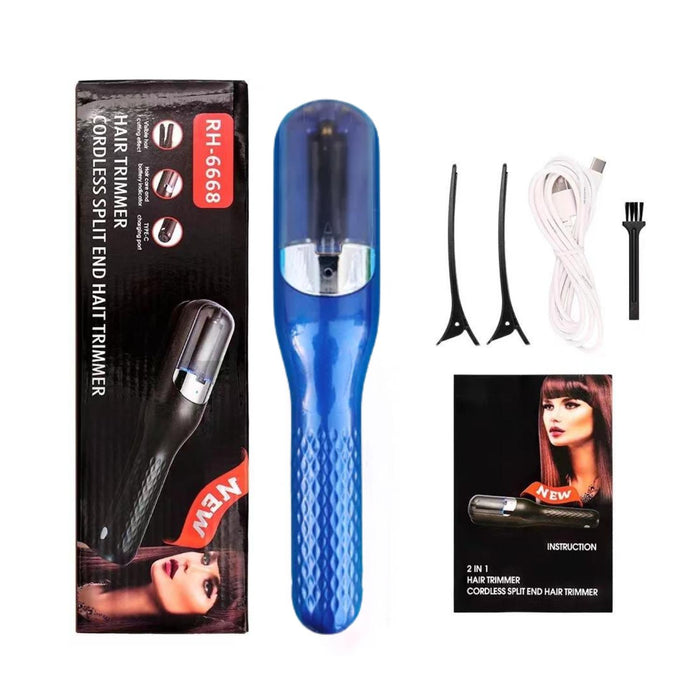Cortadora De Puntas Abiertas Y Dañadas Del Cabello  Azul