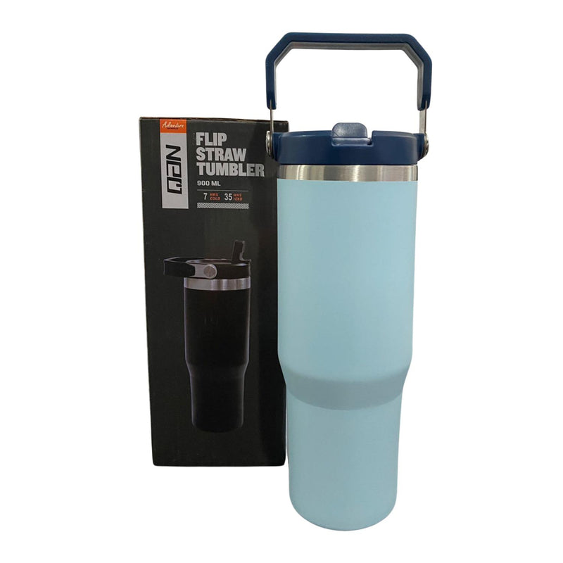 Botella Termica Flip Straw Tumbler 900 Ml Celeste