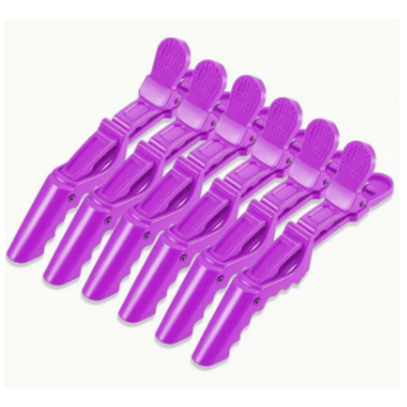 Pinzas De Cabello Tipo Cocodrilo Para Peluquería X5 Morado