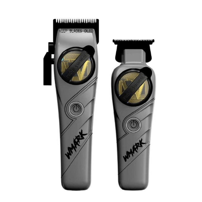 Kit Cortadora De Pelo + Trimmer Detailer Wmark NG-8613 Plomo