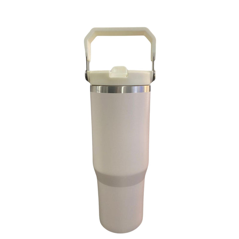 Botella Termica Flip Straw Tumbler 900 Ml Crema