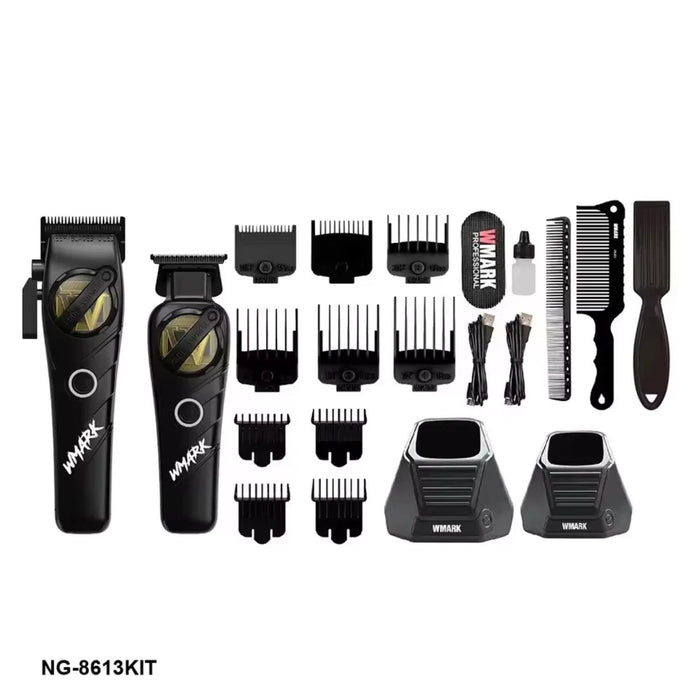 Kit Cortadora De Pelo + Trimmer Detailer Wmark NG-8613 Negro