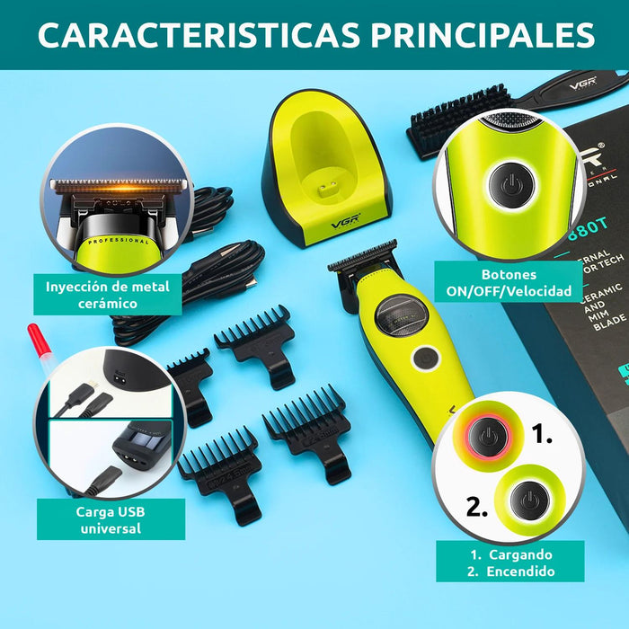 Maquina Patillera Trimmer VGR880T Rotatech Bldc 7200RPM Verde