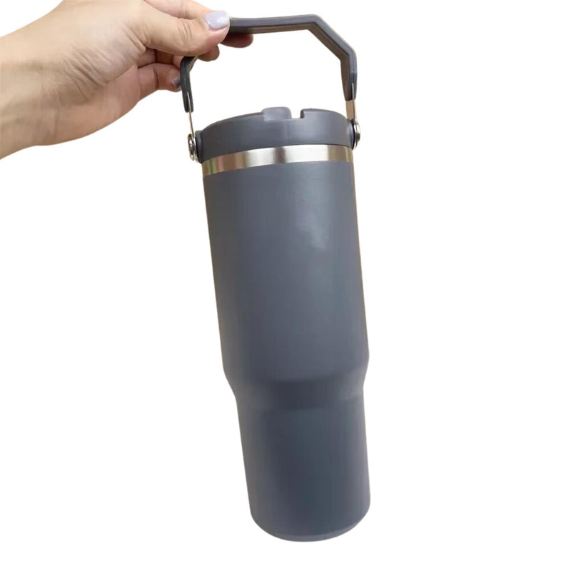 Botella Termica Flip Straw Tumbler 900 Ml Gris Oscuro