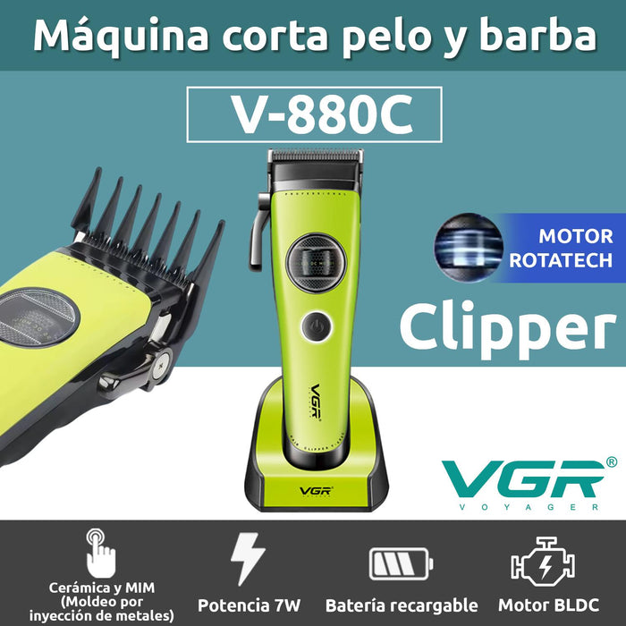 Máquina Cortar Pelo VGR880C Cerámica Motor Rotatech Verde