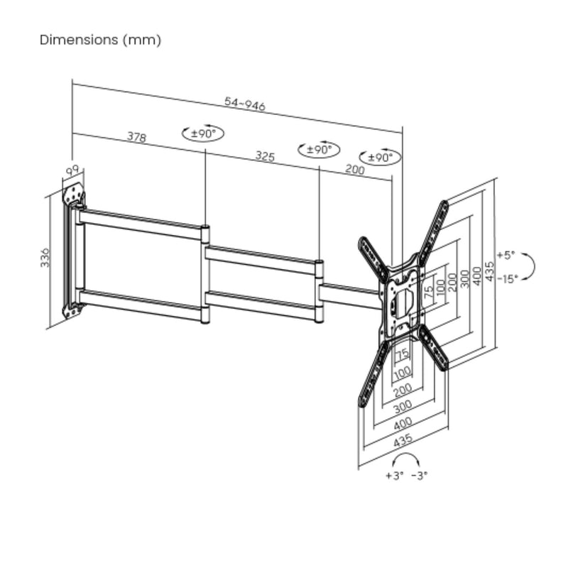 Soporte de Tv brazo Extralargo Para Pantalla de 23"-65" 35KG