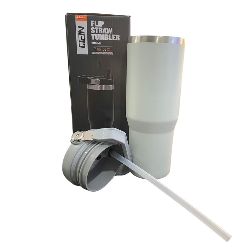 Botella Termica Flip Straw Tumbler 900 Ml Gris Claro