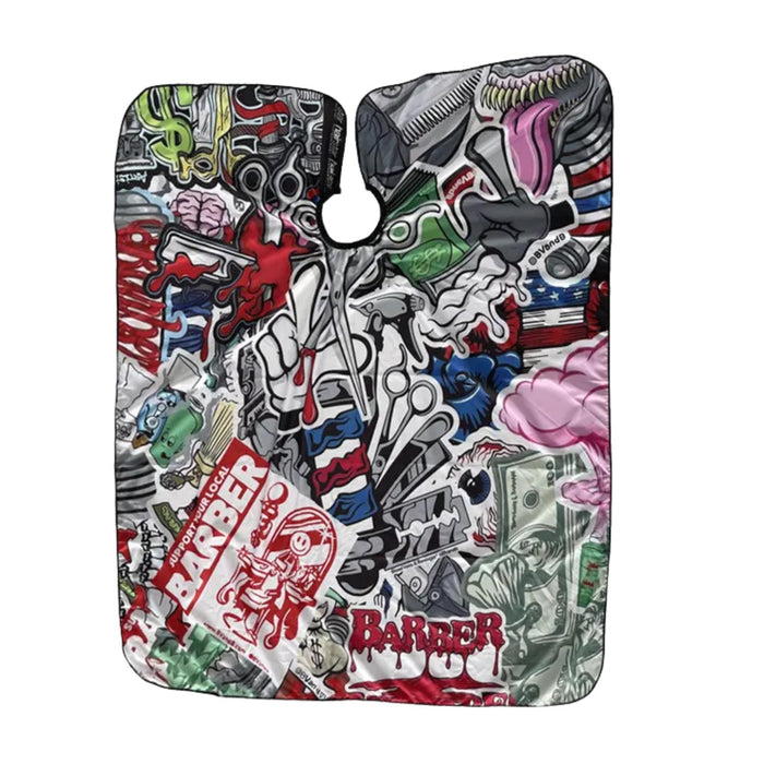 Capa Para Barberia Peluqueria 160cm X 145cm Edición Graffiti