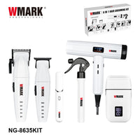 Combo Wmark Pro. NG-8635 6 en 1 Afeitadora y Secador Blanco