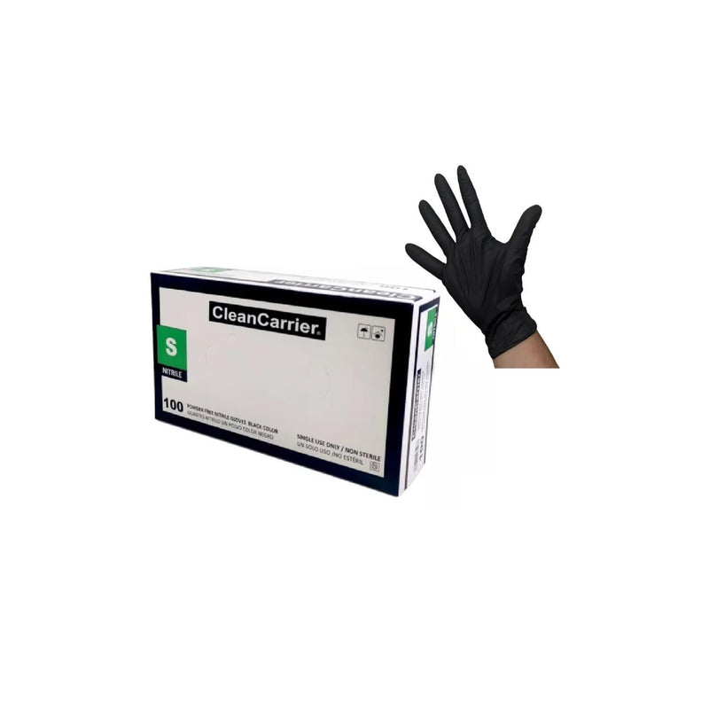 Guantes De Nitrilo Negro Clean Carrier 100un Talla S