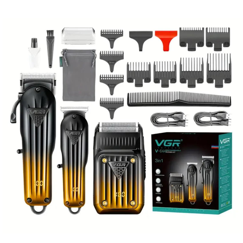 Barber Combo VGR Profesional V644 Clipper + Trimmer + Shaver