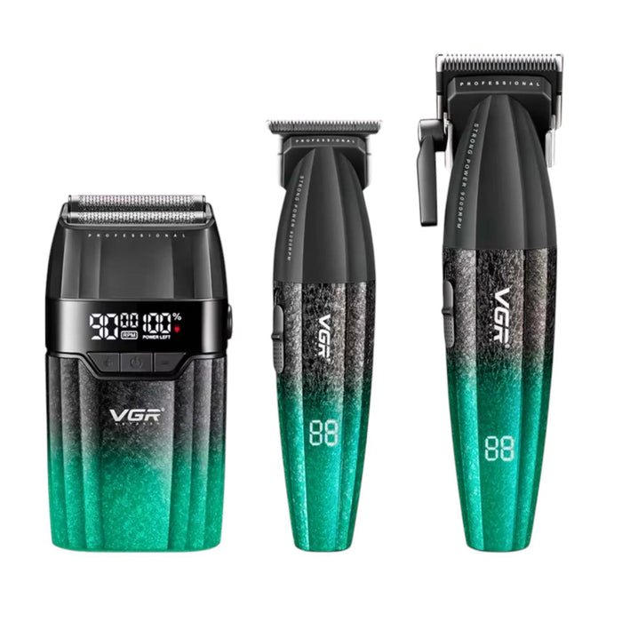 Barber Combo VGR640S3 Cortadora, Patillera y Afeitadora Verde