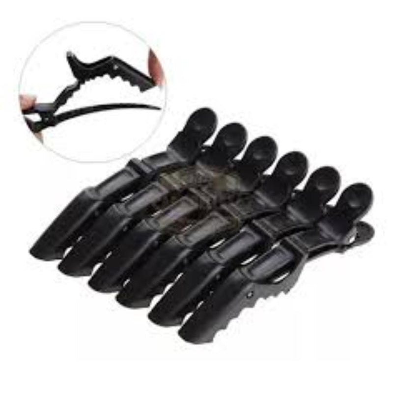 Pinzas De Cabello Tipo Cocodrilo Para Peluquería X5 Negro