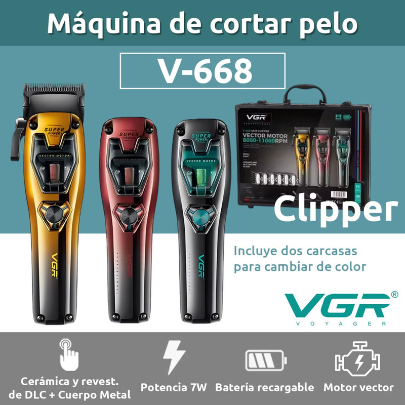 Máquina De Cortar Pelo VGR V-668 Inalámbrica Motor Vector 8000 a 11.000 RPM