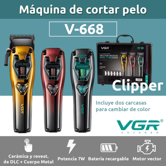 Máquina De Cortar Pelo VGR V-668 Inalámbrica Motor Vector 8000 a 11.000 RPM