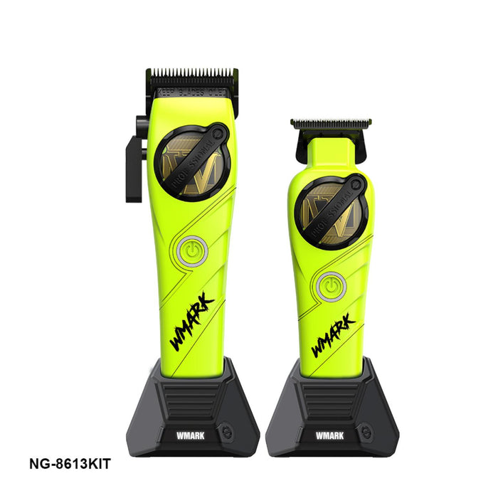 Kit Cortadora De Pelo + Trimmer Detailer Wmark NG-8613 Verde