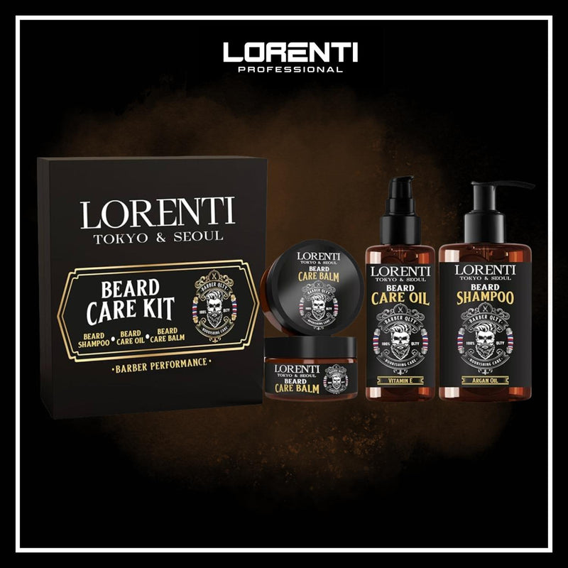 Lorenti Set Para Cuidado de Barba Champu, Balsamo y Aciete