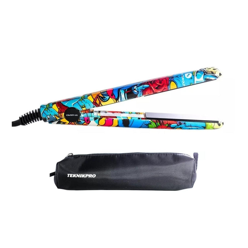 Plancha Alisadora De Viaje TeknikPro Mini Tatoo 17 Cm +Bolso