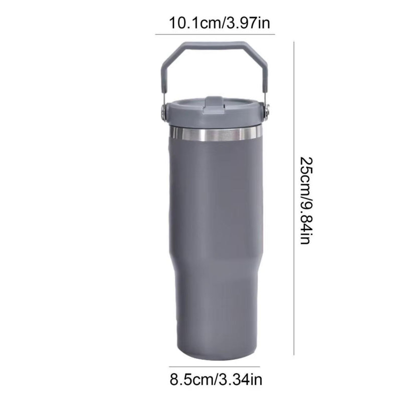 Botella Termica Flip Straw Tumbler 900 Ml Gris Oscuro
