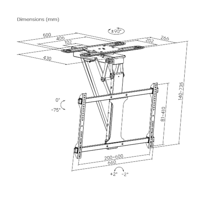 Soporte de TV de Techo Eléctrico Motorizado para de 32"-70"