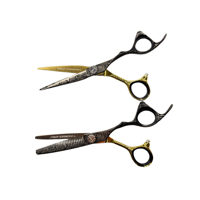 Set de Tijeras Wmark Pro D96-PS024 6″ Con Negro Y Dorado