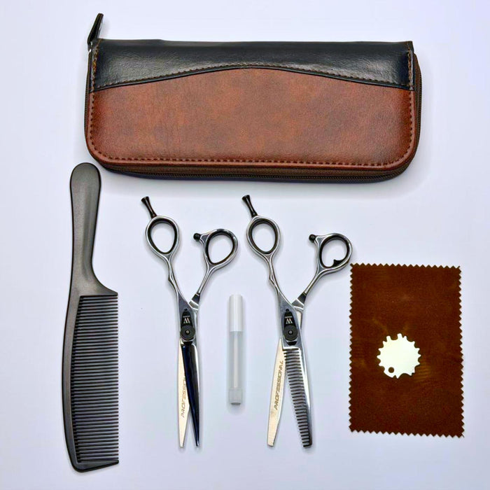 Kit de Tijeras Wmark Pro D78-PS069 6″ Con Estuche Y Peineta