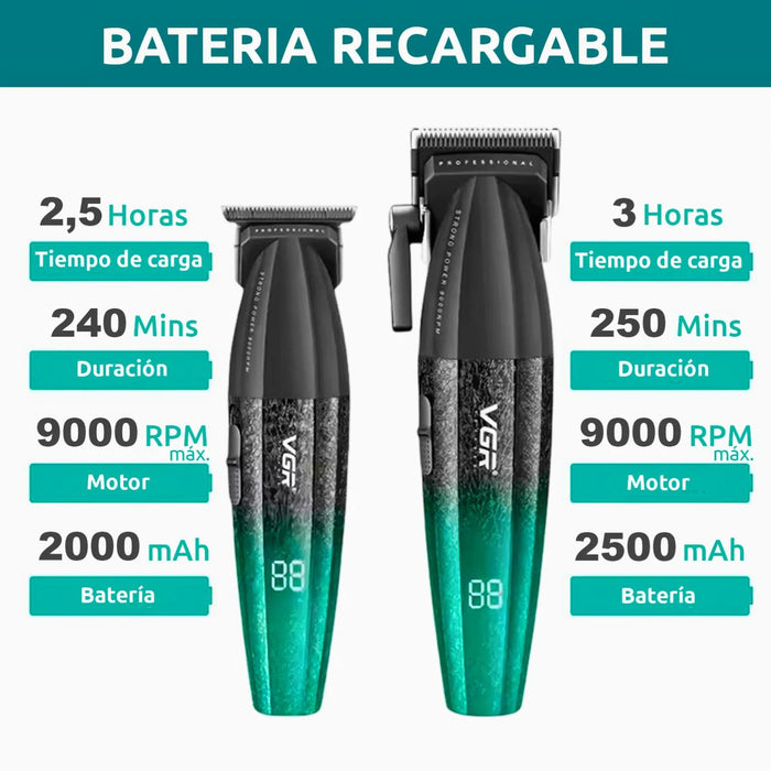Barber Combo VGR Profesional V640 Clipper y Trimmer Verde