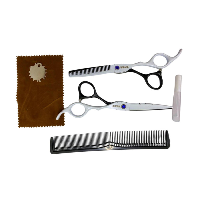 Set de Tijeras Wmark PS021 6" Filo Navaja Blanco y Negro