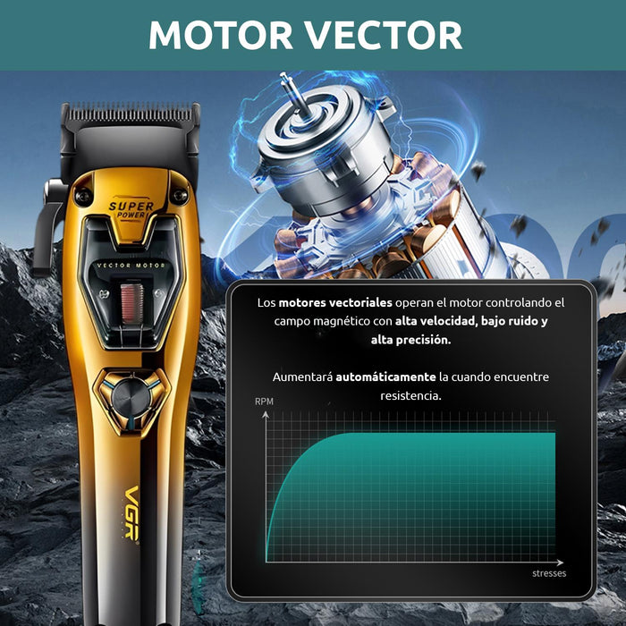 Máquina De Cortar Pelo VGR V-668 Inalámbrica Motor Vector 8000 a 11.000 RPM