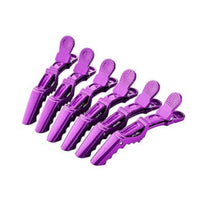 Pinzas De Cabello Tipo Cocodrilo Para Peluquería X5 Morado