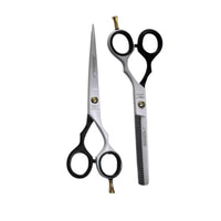 Set Tijera Henbor Microdentada Y Esculpidora Blanca & Negro 6"